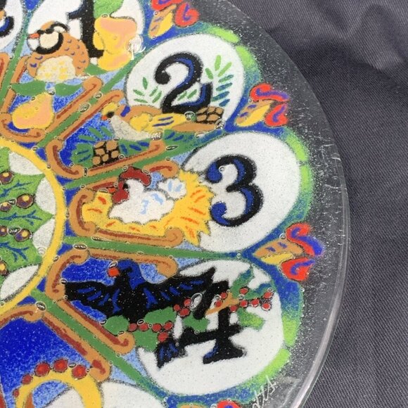 Peggy Karr 12 Days of Christmas Fused Glass Plate 11.25" Signed - Picture 3 of 8